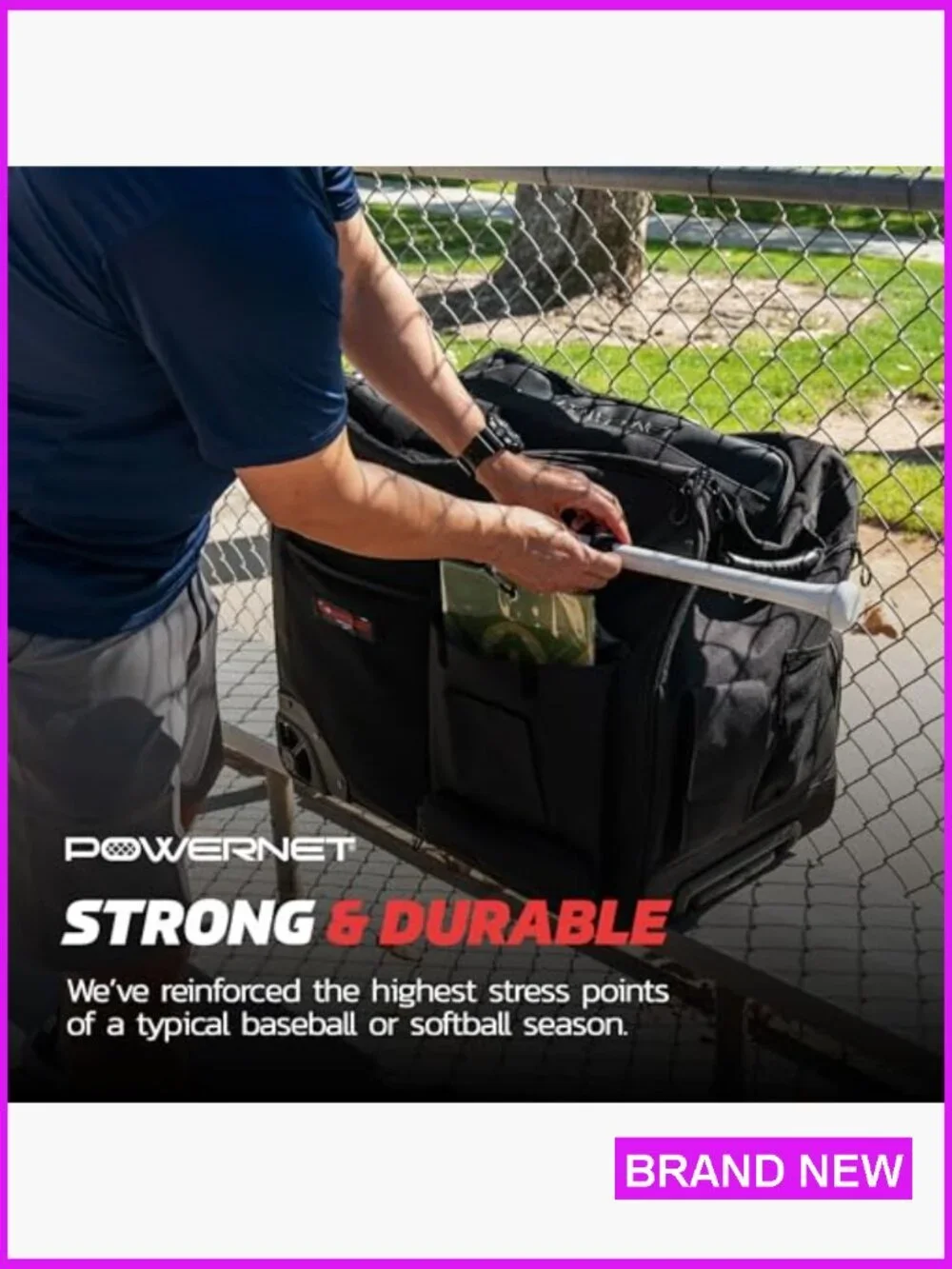 Rolling Bucket Bag for Baseball Softball Gear Holds 2 Buckets Wheels